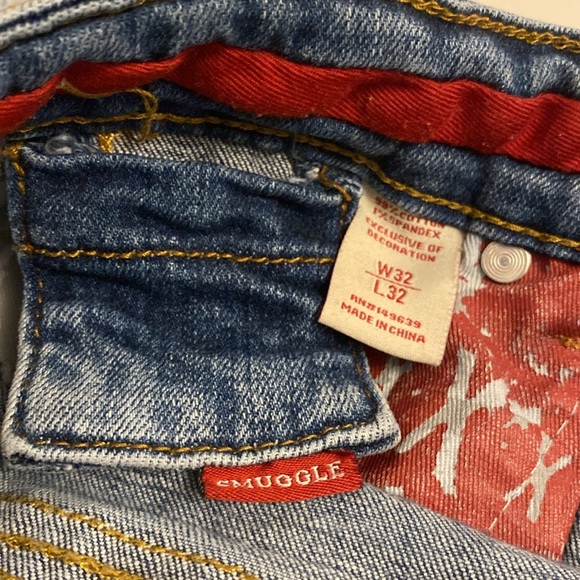 Smuggler's Moon Men's Distressed Button Up Blue Jeans Size 32x32 - Picture 5 of 14